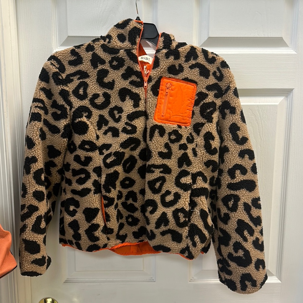 Bibi Sherpa Leopard Jacket with Hood
